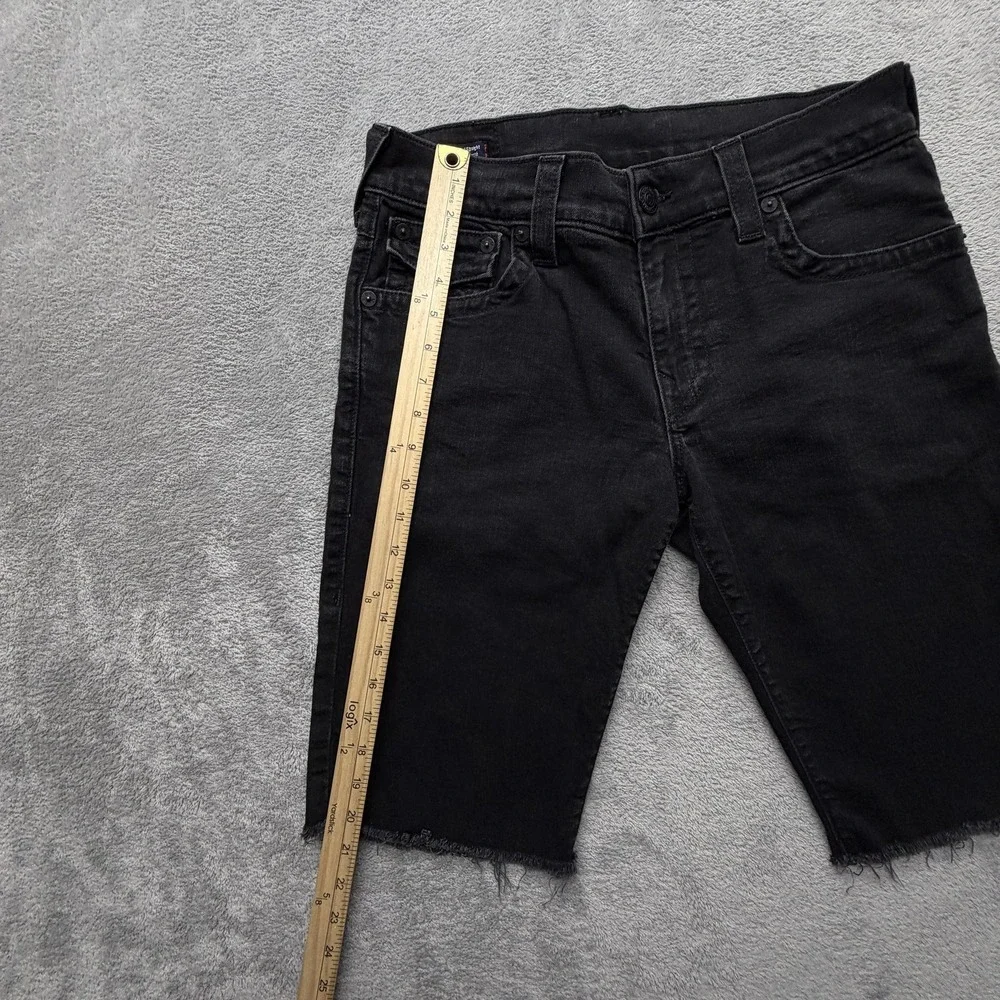 True Religion‎ Shorts Mens Measured 32x12 Black Denim Bermuda Stretch Pockets